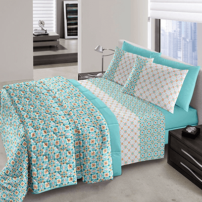 Jogo de Cama King Cloe 4 peas - 100% Algodo - Royal - Santista