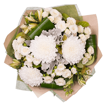 Buqu de Flores Elegante em Branco e Verde