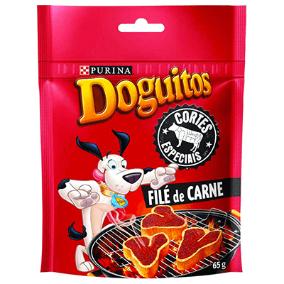 Petisco Doguitos Rodzio para Ces Adultos e Filhotes Sabor Carne - 65g